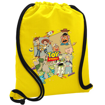 toystory characters, Τσάντα πλάτης πουγκί GYMBAG Κίτρινη, με τσέπη (40x48cm) & χονδρά κορδόνια