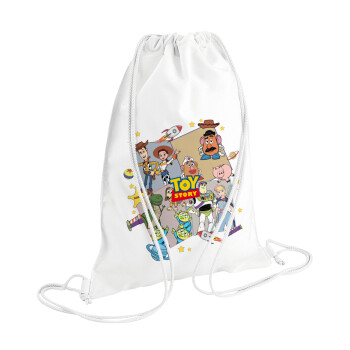 toystory characters, Τσάντα πλάτης πουγκί GYMBAG λευκή (28x40cm)