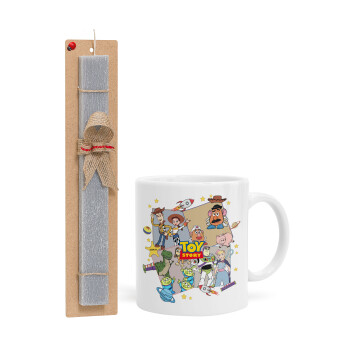toystory characters, Easter Set, Ceramic Cup (330ml) & Easter aromatic flat candle (30cm) (GRAY)