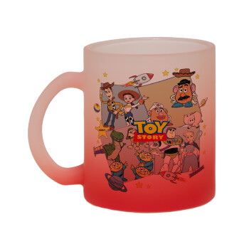 toystory characters, Κούπα γυάλινη δίχρωμη με βάση το κόκκινο ματ, 330ml