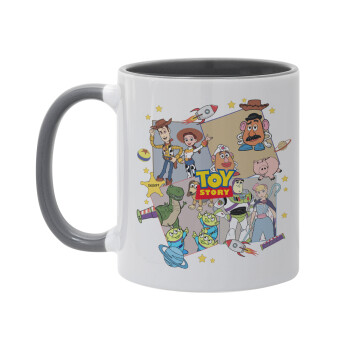 toystory characters, Κούπα χρωματιστή γκρι, κεραμική, 330ml
