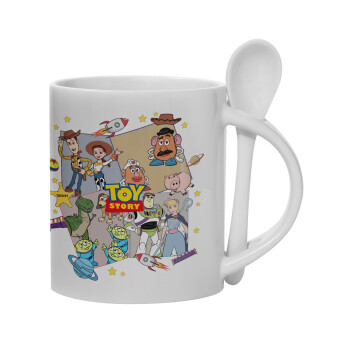 toystory characters, Ceramic coffee mug with Spoon, 330ml (1pcs)