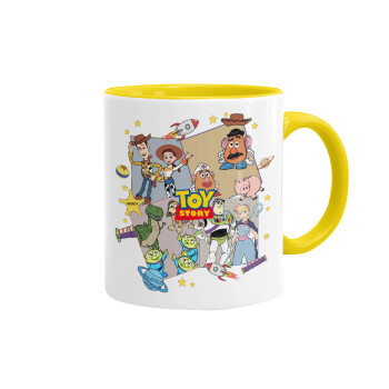 toystory characters, Κούπα χρωματιστή κίτρινη, κεραμική, 330ml
