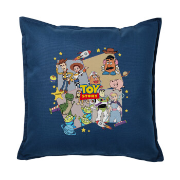 toystory characters, Μαξιλάρι καναπέ Μπλε 100% βαμβάκι, περιέχεται το γέμισμα (50x50cm)
