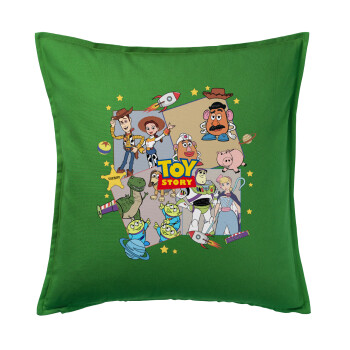 toystory characters, Μαξιλάρι καναπέ Πράσινο 100% βαμβάκι, περιέχεται το γέμισμα (50x50cm)