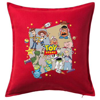 toystory characters, Μαξιλάρι καναπέ Κόκκινο 100% βαμβάκι, περιέχεται το γέμισμα (50x50cm)
