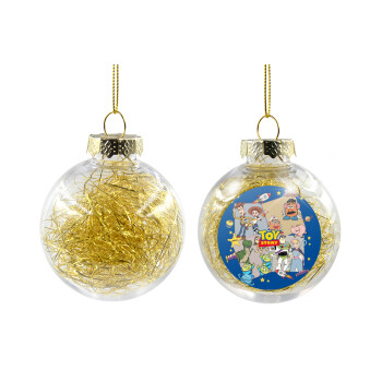 toystory characters, Transparent Christmas tree ball ornament with gold filling 8cm