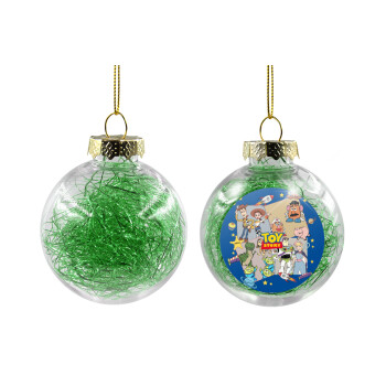 toystory characters, Χριστουγεννιάτικη μπάλα δένδρου διάφανη με πράσινο γέμισμα 8cm