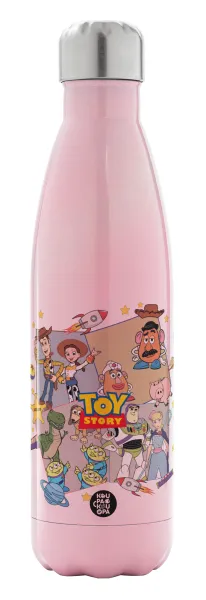 toystory characters — Μεταλλικό παγούρι θερμός Ροζ Ιριδίζον (Stainless steel), διπλού τοιχώματος, 500ml