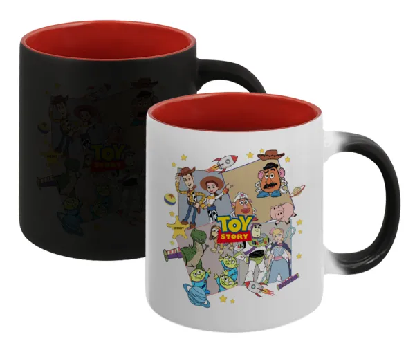 toystory characters — Κούπα Μαγική εσωτερικό κόκκινο, κεραμική, 330ml που αλλάζει χρώμα με το ζεστό ρόφημα