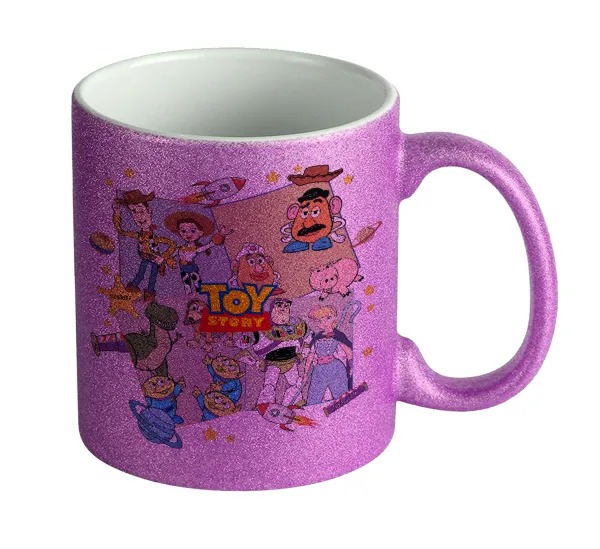 toystory characters — Κούπα Μωβ Glitter που γυαλίζει, κεραμική, 330ml