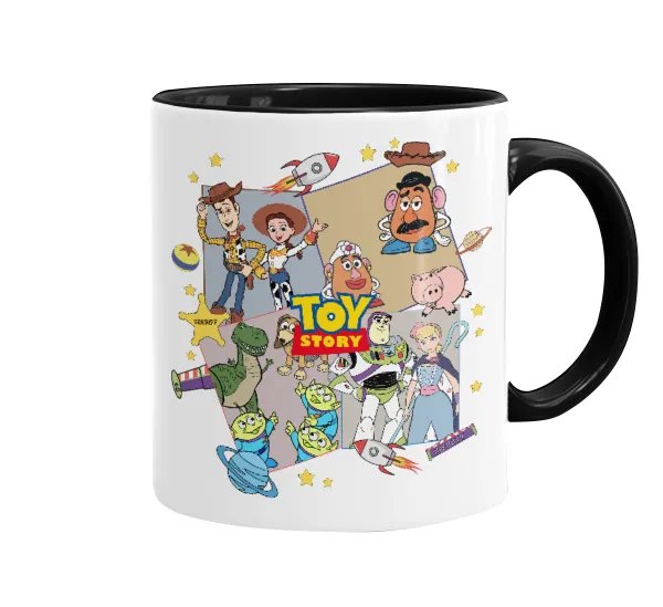 toystory characters — Κούπα χρωματιστή μαύρη, κεραμική, 330ml