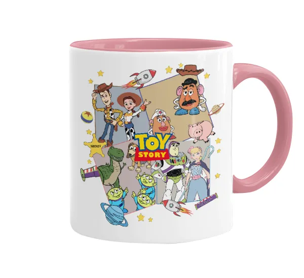 toystory characters — Mug colored pink, ceramic, 330ml