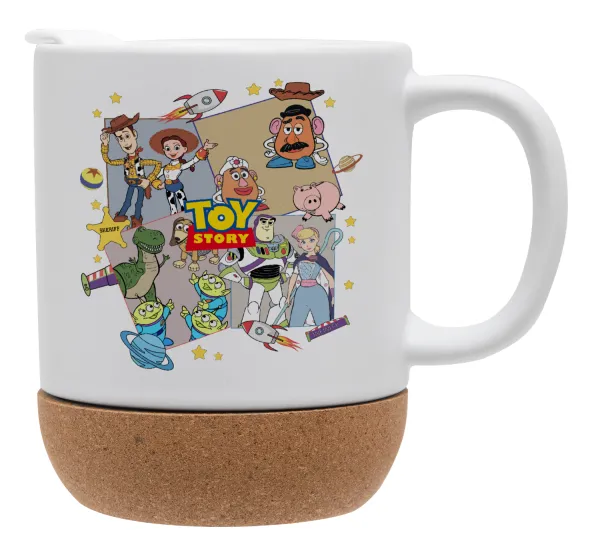 toystory characters — Κούπα, κεραμική με βάση φελού και καπάκι (ΜΑΤ), 330ml