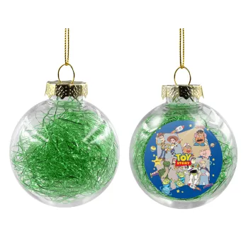 toystory characters, Transparent Christmas tree ball ornament with green filling 8cm
