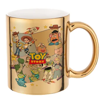 toystory characters, Mug ceramic, gold mirror, 330ml