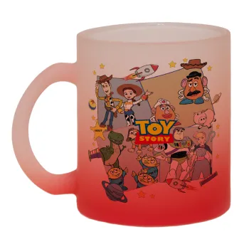 toystory characters, Κούπα γυάλινη δίχρωμη με βάση το κόκκινο ματ, 330ml