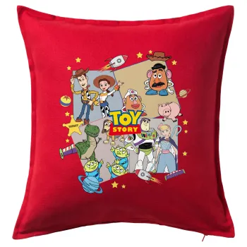 toystory characters, Μαξιλάρι καναπέ Κόκκινο 100% βαμβάκι, περιέχεται το γέμισμα (50x50cm)