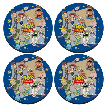 toystory characters, ΣΕΤ 4 Σουβέρ ξύλινα στρογγυλά (9cm)