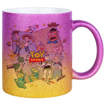 toystory characters, Κούπα Χρυσή/Ροζ Glitter, κεραμική, 330ml