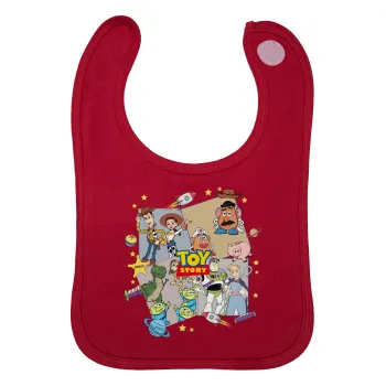 toystory characters, Σαλιάρα με Σκρατς Κόκκινη 100% Organic Cotton (0-18 months)