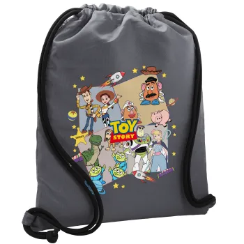toystory characters, Τσάντα πλάτης πουγκί GYMBAG ΓΚΡΙ, με τσέπη (40x48cm) & χονδρά κορδόνια