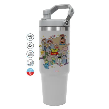 toystory characters, ΓΚΡΙ χρώματος Θερμός Ανοξείδωτο 890ml (30oz) με χερούλι