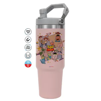 toystory characters, ΡΟΖ χρώματος Θερμός Ανοξείδωτο 890ml (30oz) με χερούλι