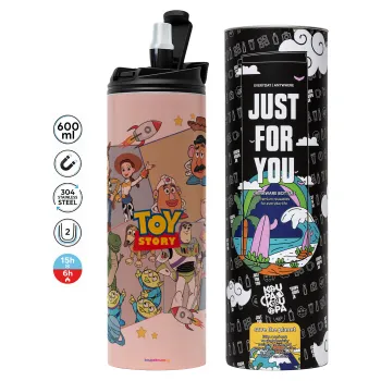 toystory characters, Tumbler ποτήρι θερμό ΡΟΖ από ανοξείδωτο ατσάλι 600ml
