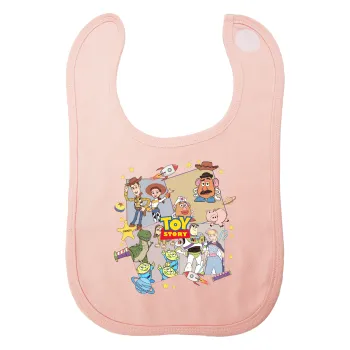 toystory characters, Σαλιάρα με Σκρατς ΡΟΖ 100% Organic Cotton (0-18 months)