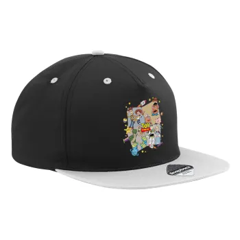 toystory characters, Καπέλο Ενηλίκων Flat Snapback Μαύρο/Γκρι, (100% ΒΑΜΒΑΚΕΡΟ TWILL, ΕΝΗΛΙΚΩΝ, UNISEX, ONE SIZE)
