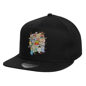 toystory characters, Children's Flat Snapback Hat, Black (100% COTTON, CHILD, UNISEX, ONE SIZE)