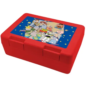 toystory characters, Παιδικό δοχείο κολατσιού ΚΟΚΚΙΝΟ 185x128x65mm (BPA free πλαστικό)