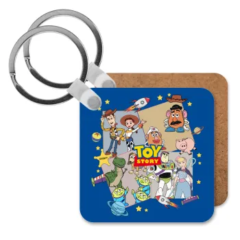 toystory characters, Μπρελόκ Ξύλινο τετράγωνο MDF