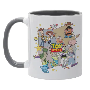 toystory characters, Κούπα χρωματιστή γκρι, κεραμική, 330ml
