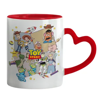 toystory characters, Κούπα καρδιά χερούλι κόκκινη, κεραμική, 330ml