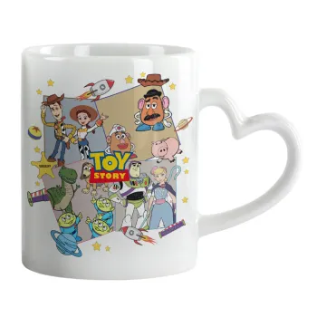 toystory characters, Κούπα καρδιά χερούλι λευκή, κεραμική, 330ml