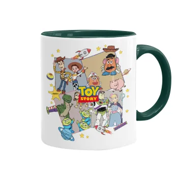 toystory characters, Κούπα χρωματιστή πράσινη, κεραμική, 330ml