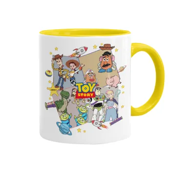 toystory characters, Κούπα χρωματιστή κίτρινη, κεραμική, 330ml