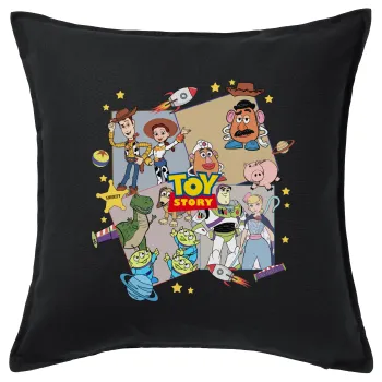 toystory characters, Μαξιλάρι καναπέ Μαύρο 100% βαμβάκι, περιέχεται το γέμισμα (50x50cm)