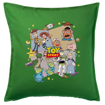 toystory characters, Μαξιλάρι καναπέ Πράσινο 100% βαμβάκι, περιέχεται το γέμισμα (50x50cm)