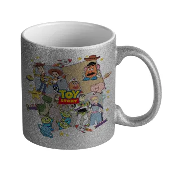 toystory characters, Κούπα Ασημένια Glitter που γυαλίζει, κεραμική, 330ml