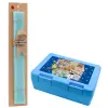 Easter Set, children's snack container BLUE & Easter aromatic flat candle (30cm) (TURQUOISE)
