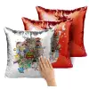 Μαξιλάρι καναπέ Μαγικό Κόκκινο με πούλιες 40x40cm περιέχεται το γέμισμα