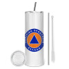 Eco friendly ποτήρι θερμό (tumbler) από ανοξείδωτο ατσάλι 600ml, με μεταλλικό καλαμάκι & βούρτσα καθαρισμού