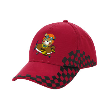 Kids Plane, Adult Cap RACING Ultimate Red/Black, (100% COTTON DRILL, ADULT, UNISEX, ONE SIZE ADULT)