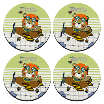 Ο μικρός αεροπόρος, ΣΕΤ 4 Σουβέρ ξύλινα στρογγυλά (9cm)