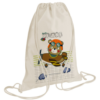 Ο μικρός αεροπόρος, Τσάντα πλάτης πουγκί GYMBAG natural (28x40cm)