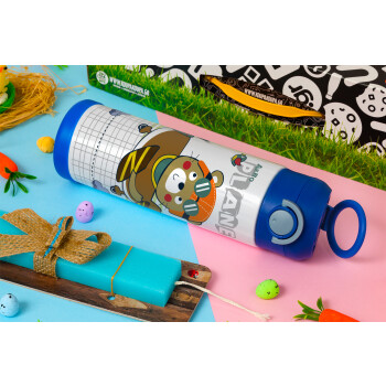 Ο μικρός αεροπόρος, Πασχαλινή Λαμπάδα με Παιδικό παγούρι θερμό, ανοξείδωτο, με καλαμάκι ασφαλείας, ΜΠΛΕ (500ml)