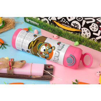 Ο μικρός αεροπόρος, Πασχαλινή Λαμπάδα με Παιδικό παγούρι θερμό, ανοξείδωτο, με καλαμάκι ασφαλείας, ΡΟΖ (500ml)